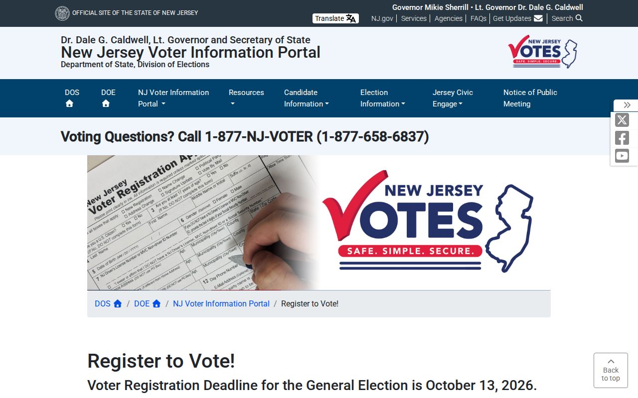 Plainsboro Township residents directory New Jersey voter registration guidance